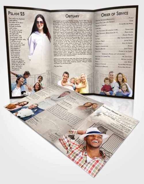 Obituary Template Trifold Brochure Tranquil Dreamy Gates to Heaven