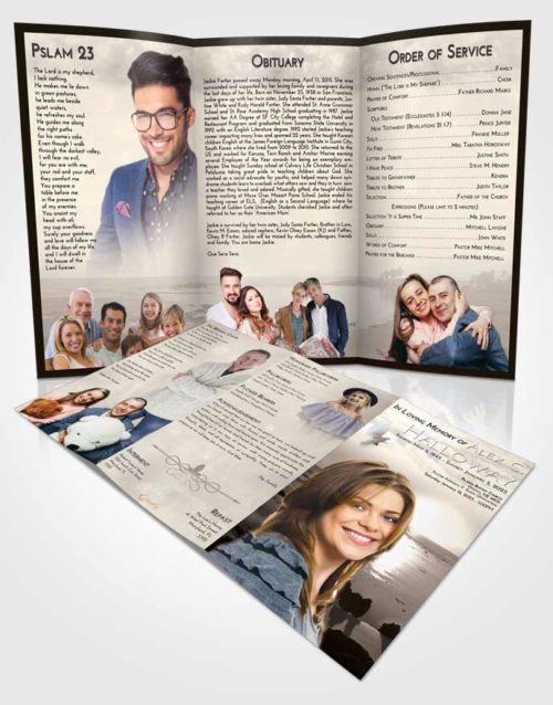 Obituary Template Trifold Brochure Tranquil Early Rise