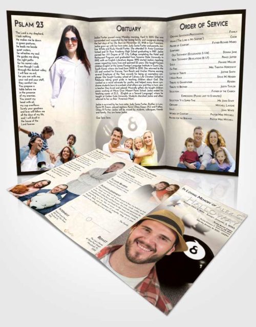 Obituary Template Trifold Brochure Tranquil Eight Ball
