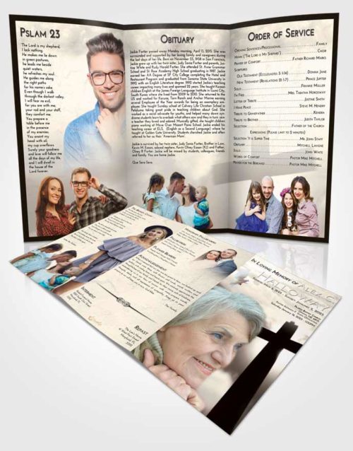 Obituary Template Trifold Brochure Tranquil Faith in the Cross