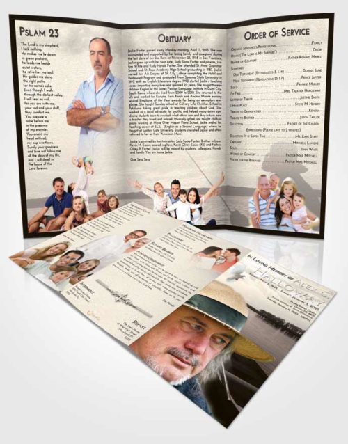 Obituary Template Trifold Brochure Tranquil Fishing Desire