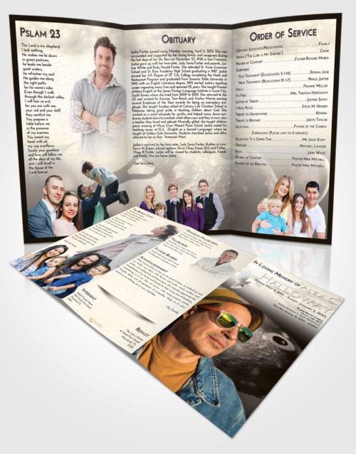 Obituary Template Trifold Brochure Tranquil Fishing Escape