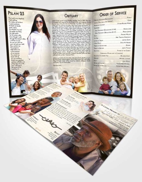 Obituary Template Trifold Brochure Tranquil Fishing Pride