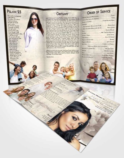 Obituary Template Trifold Brochure Tranquil Floral Dream