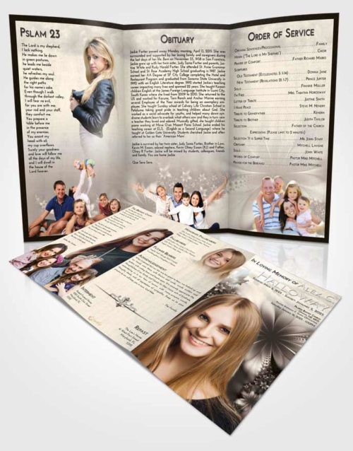 Obituary Template Trifold Brochure Tranquil Floral Lust