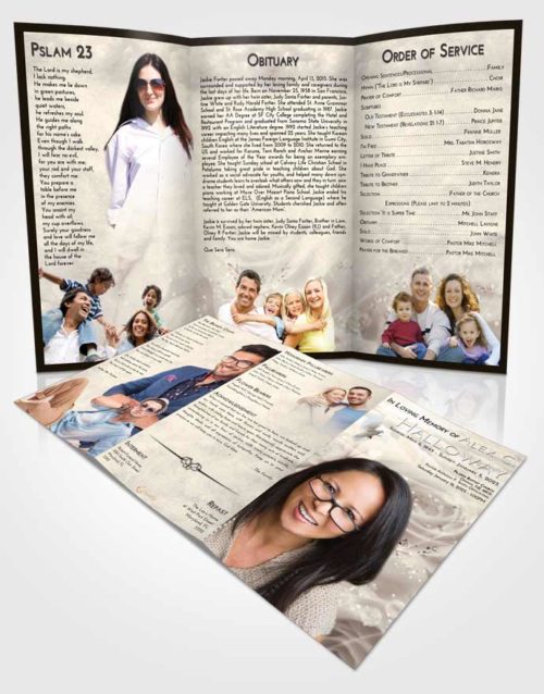 Obituary Template Trifold Brochure Tranquil Floral Relaxation