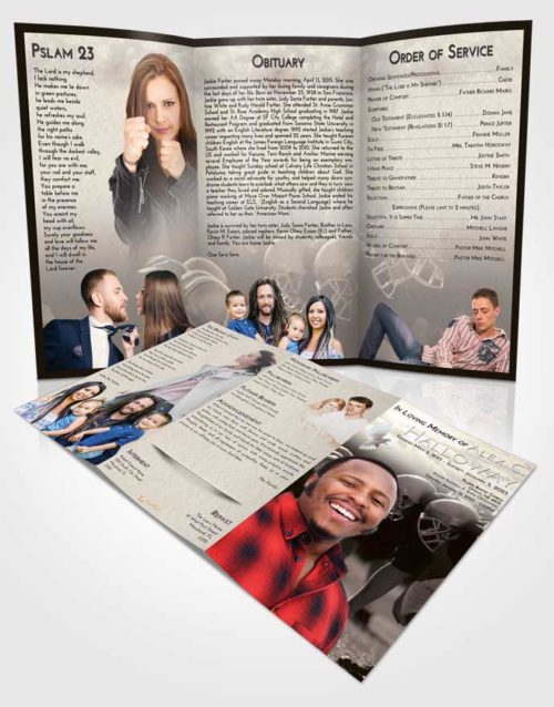 Obituary Template Trifold Brochure Tranquil Football Day