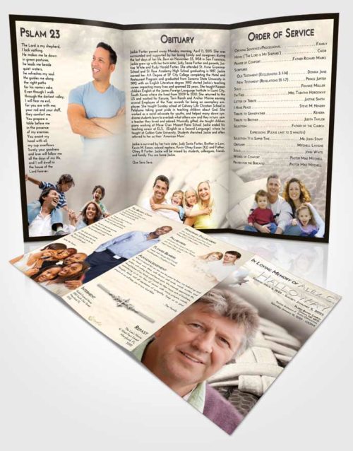 Obituary Template Trifold Brochure Tranquil Football Life