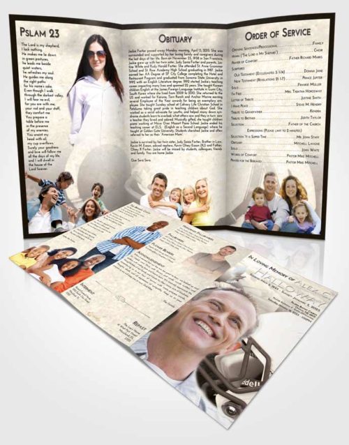 Obituary Template Trifold Brochure Tranquil Football Party