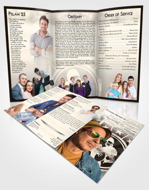 Obituary Template Trifold Brochure Tranquil Football Surprise