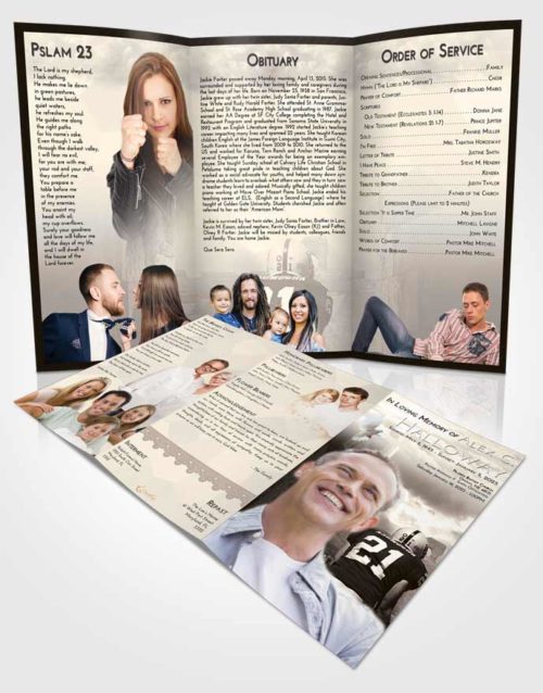 Obituary Template Trifold Brochure Tranquil Football Victory