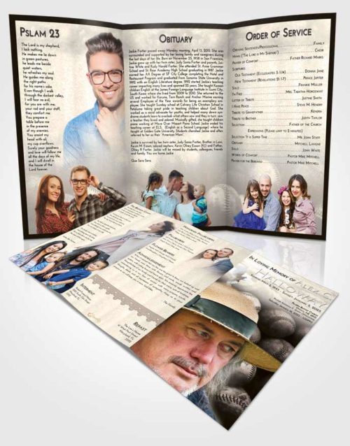 Obituary Template Trifold Brochure Tranquil Foul Ball