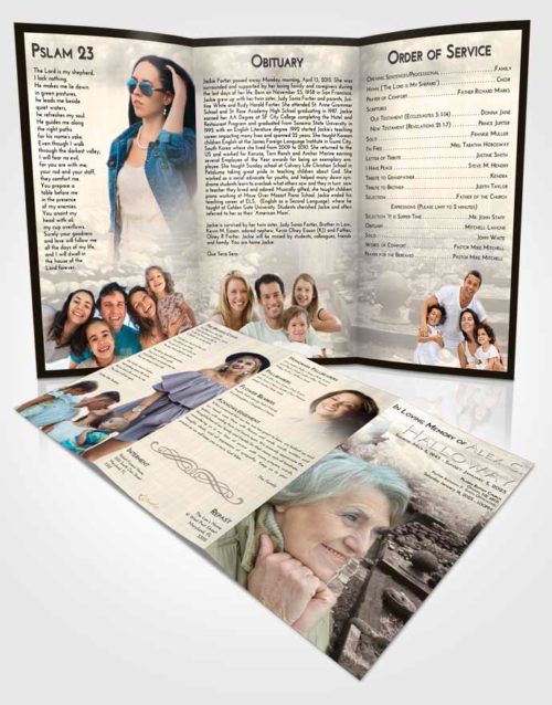 Obituary Template Trifold Brochure Tranquil Gardening Desire