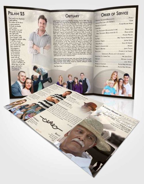 Obituary Template Trifold Brochure Tranquil Golf Fairway