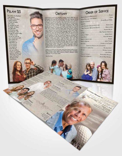 Obituary Template Trifold Brochure Tranquil Golf Serenity