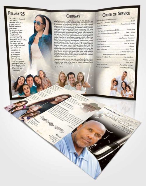 Obituary Template Trifold Brochure Tranquil Golf Swing