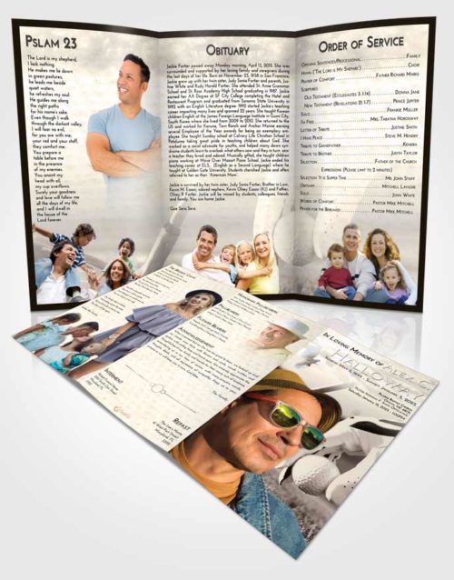 Obituary Template Trifold Brochure Tranquil Golf Tee