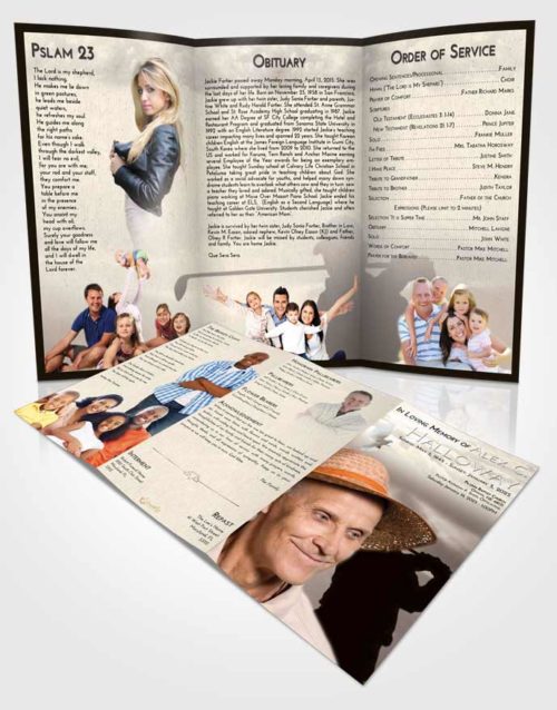 Obituary Template Trifold Brochure Tranquil Golfing Peace