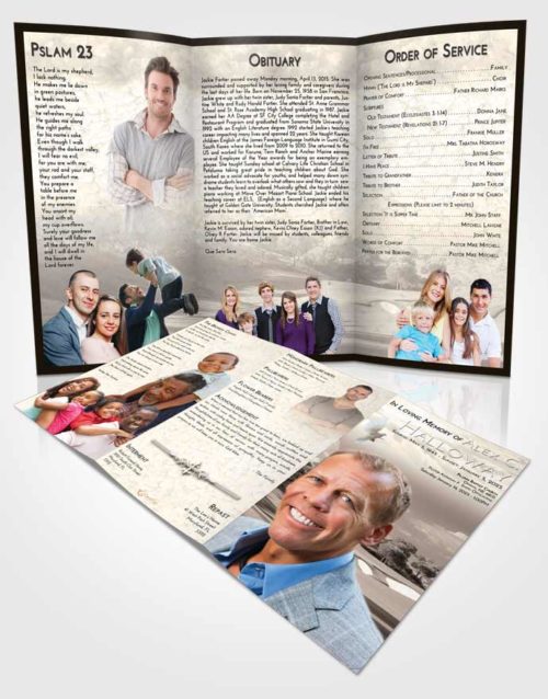 Obituary Template Trifold Brochure Tranquil Golfing Sandtrap
