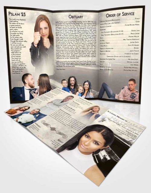Obituary Template Trifold Brochure Tranquil Grand Piano