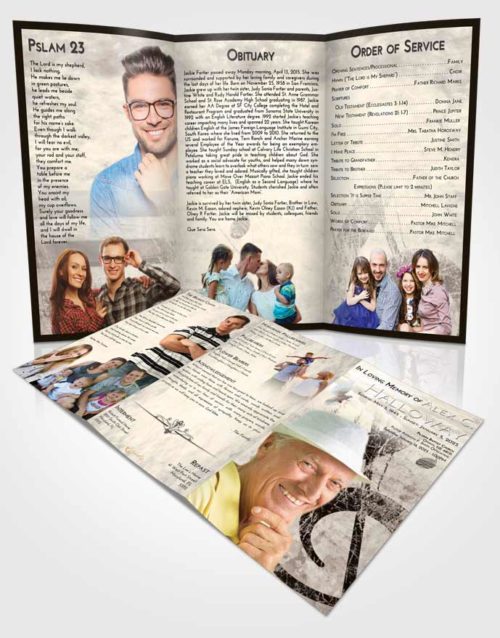 Obituary Template Trifold Brochure Tranquil Harmonica