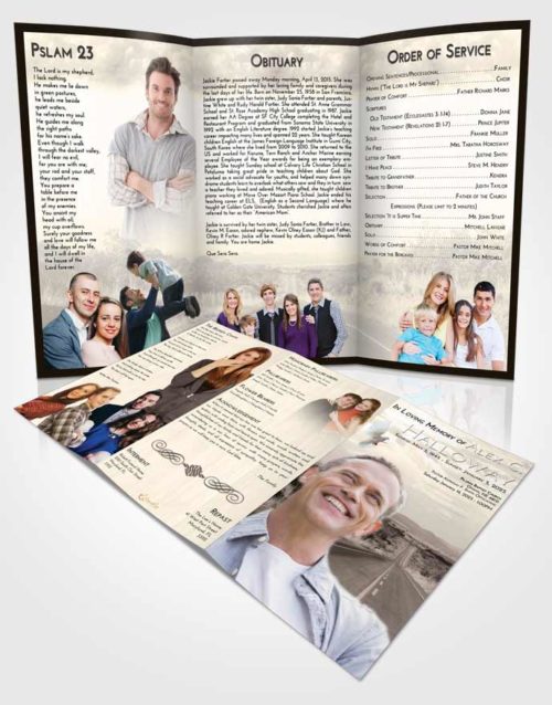 Obituary Template Trifold Brochure Tranquil Highway Cruise