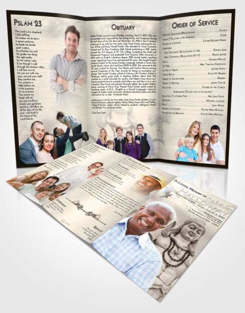Obituary Template Trifold Brochure Tranquil Hindu Mystery