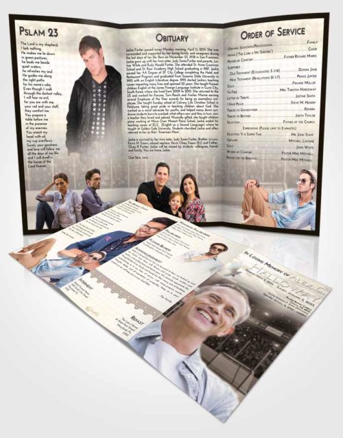 Obituary Template Trifold Brochure Tranquil Hockey Love