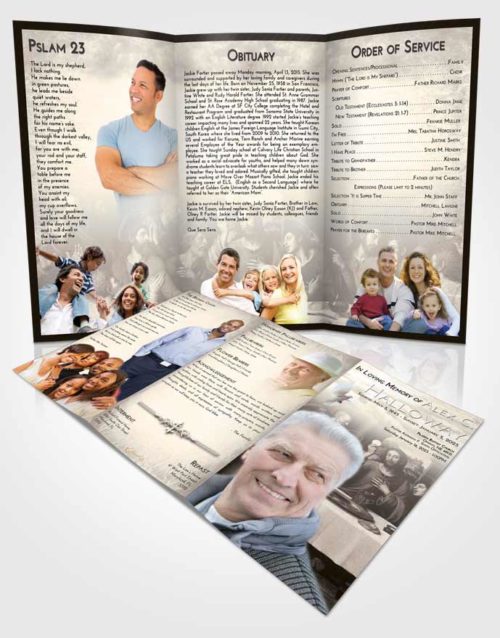 Obituary Template Trifold Brochure Tranquil Jesus Last Supper