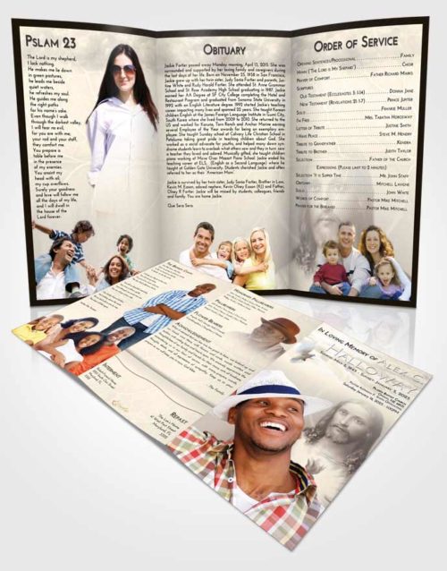 Obituary Template Trifold Brochure Tranquil Jesus Love