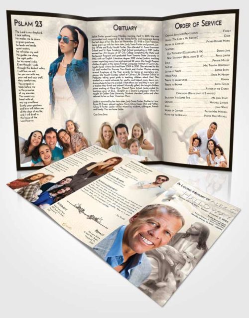 Obituary Template Trifold Brochure Tranquil Jesus in the Sky