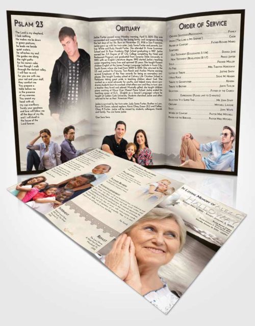 Obituary Template Trifold Brochure Tranquil Lake Front