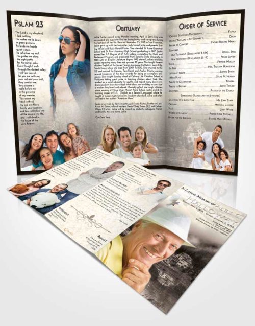 Obituary Template Trifold Brochure Tranquil Lake House
