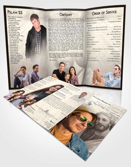Obituary Template Trifold Brochure Tranquil Life of Jesus