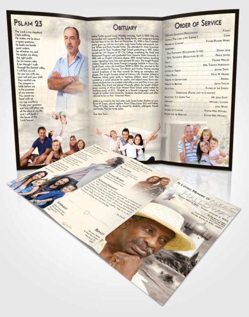 Obituary Template Trifold Brochure Tranquil Lighthouse Laughter
