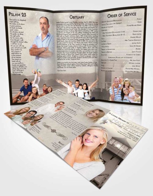Obituary Template Trifold Brochure Tranquil Lighthouse Surprise
