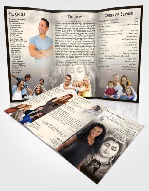 Obituary Template Trifold Brochure Tranquil Lord Shiva Dignity
