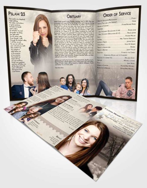 Obituary Template Trifold Brochure Tranquil Lovely Lake