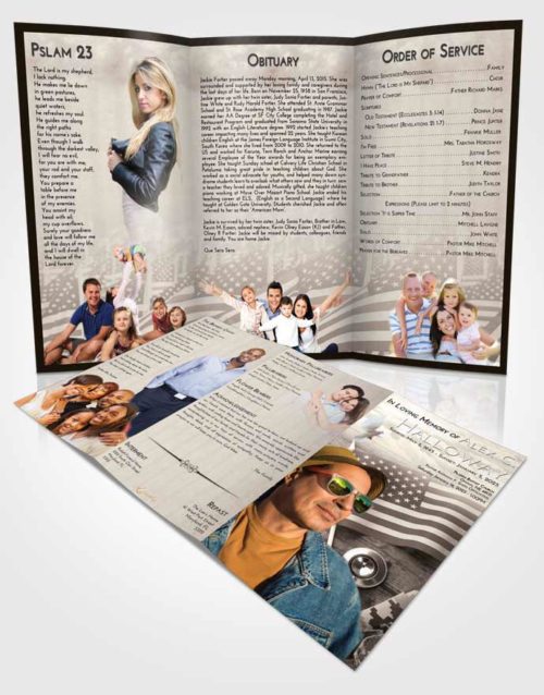 Obituary Template Trifold Brochure Tranquil Military Medical