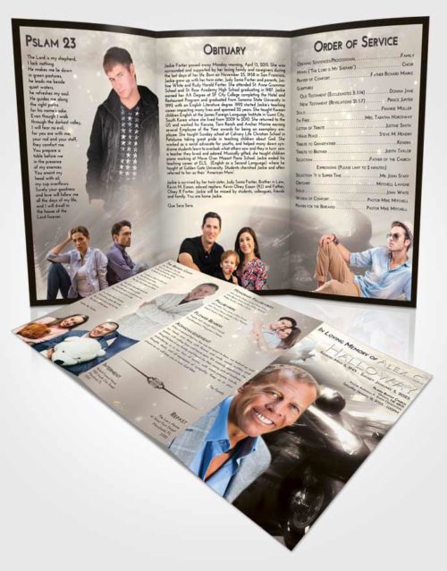 Obituary Template Trifold Brochure Tranquil Motorcycle Speed