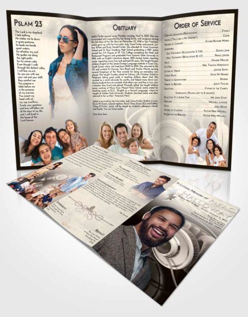 Obituary Template Trifold Brochure Tranquil Music Alley