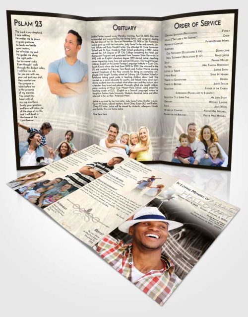 Obituary Template Trifold Brochure Tranquil Music Peace