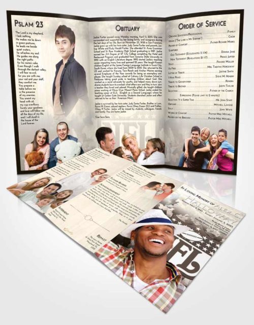Obituary Template Trifold Brochure Tranquil NFL Star