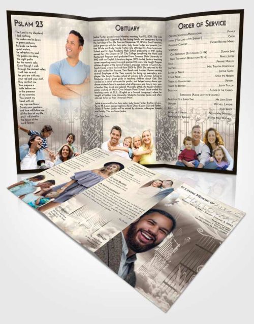 Obituary Template Trifold Brochure Tranquil Precious Gates to Heaven