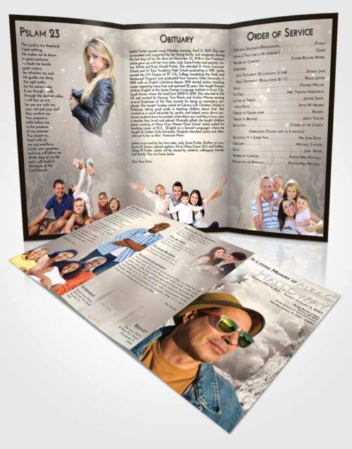 Obituary Template Trifold Brochure Tranquil Rocky Gates to Heaven