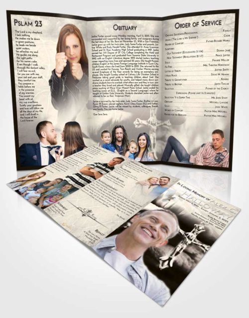 Obituary Template Trifold Brochure Tranquil Rosary Life