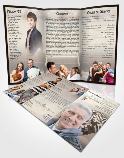 Obituary Template Trifold Brochure Tranquil Rugby Passion