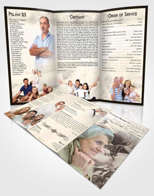 Obituary Template Trifold Brochure Tranquil Sewing Love