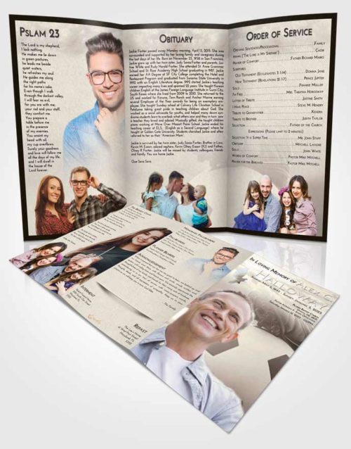Obituary Template Trifold Brochure Tranquil Soccer Cleats