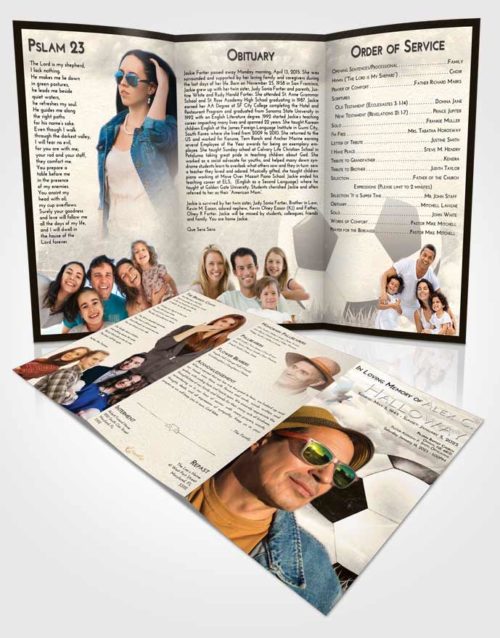 Obituary Template Trifold Brochure Tranquil Soccer Dreams